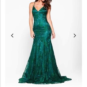 Emerald backless mermaid gown